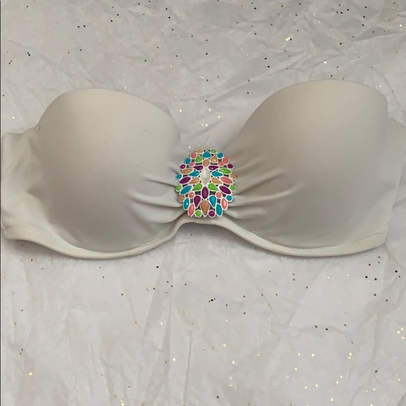 Victoria's Secret Other - VS White Bandeau Bikini Top Jeweled